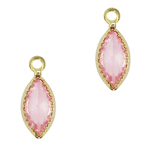 Hanger van Crystal Glass oval Pink-gold