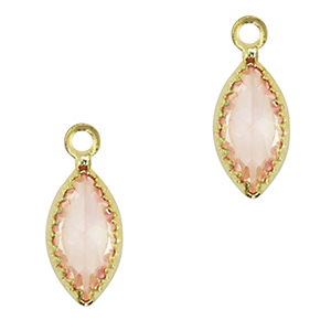Hanger van Crystal Glass oval Peach-gold