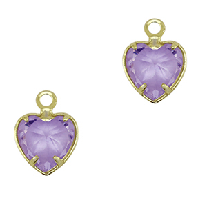 Hanger van Crystal Glass heart Light lilac-gold