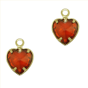 Hanger van Crystal Glass heart Red-gold
