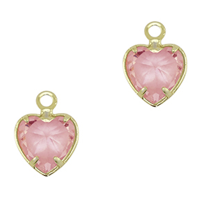 Hanger van Crystal Glass heart Pink-gold