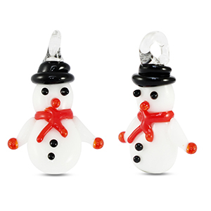 Glasbedels snowman White-red-black