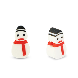 Polymeer kraal snowman White-red-black