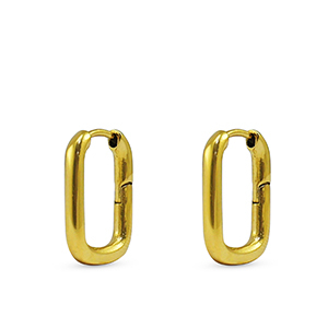 Roestvrij stalen (RVS) Stainless steel oorbellen / oorstekers oval Gold