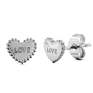 Roestvrij stalen (RVS) Stainless steel oorbellen / oorstekers heart Silver