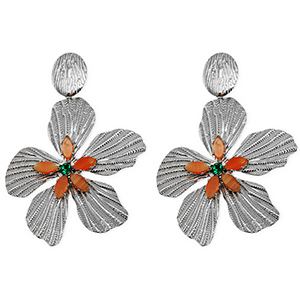 Oorbellen van Stainless steel Roestvrij staal (RVS) oorstekers flower Silver