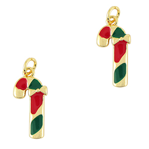 TQ metaal brass bedels candy cane Gold