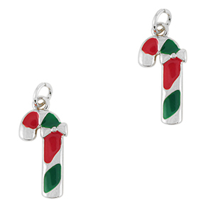 TQ metaal brass bedels candy cane Silver