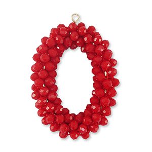 Oorbellen van facet oval Red