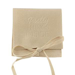 Sieradenzakje "Pretty things inside" Latte beige