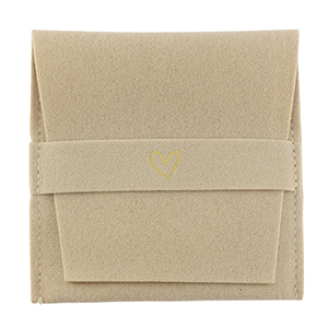 Sieradenzakje heart Latte beige-gold