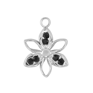 Roestvrij stalen (RVS) Stainless steel bedel flower Silver / Black