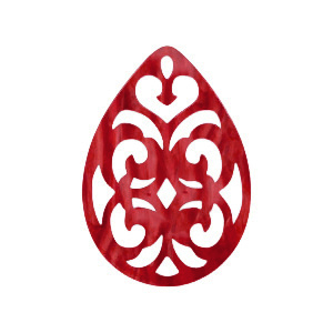 Hangers van resin druppel barok 38x27mm Chilli red