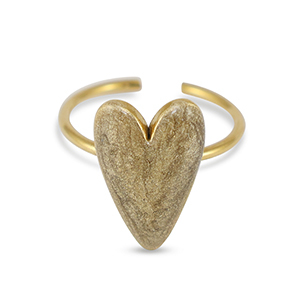 Ringen van Stainless steel Roestvrij staal (RVS) enamel heart Pearl gold