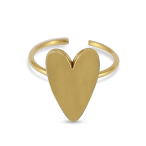 Ringen van Stainless steel Roestvrij staal (RVS) enamel heart Gold