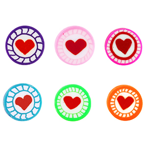 Polymeer kraal heart Multicolor