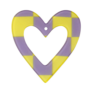 Hangers van resin heart Purple-lime green