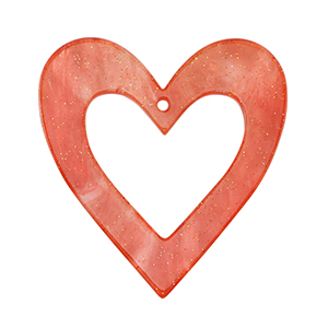 Hangers van resin heart Coral red