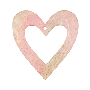 Hangers van resin heart Light pink