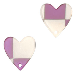 Hangers van resin heart Purple-beige