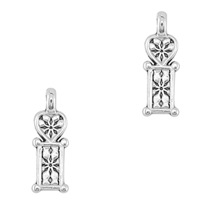 Metaal bedels DQ heart Antiek zilver (nikkelvrij)