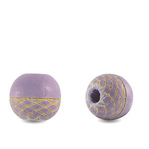 Houten kralen rond 10mm pattern Light purple