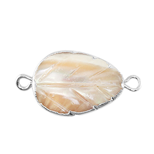 Zoetwaterparels tussenstuk leaf Silver-taupe