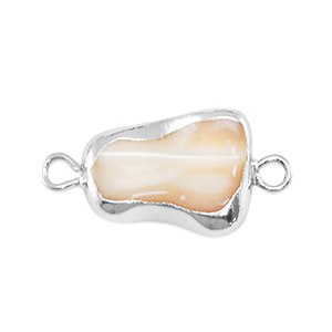 Zoetwater parels tussenstuk asymmetric Silver-taupe