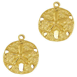 Bedels van Stainless steel Roestvrij staal (RVS) round starfish Gold