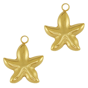 Bedels van Stainless steel Roestvrij staal (RVS) starfish Gold