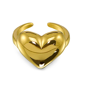 Ringen van Stainless steel Roestvrij staal (RVS) heart Gold