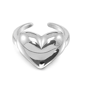 Ringen van Stainless steel Roestvrij staal (RVS) heart Silver