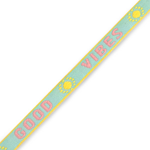 Tekstlint "good vibes" Turquoise-pink-yellow