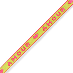 Tekstlint "amour" Neon green-pink