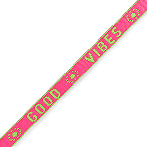 Tekstlint "good vibes" Neon pink-green