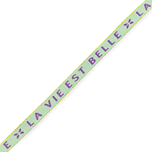 Tekstlint "la vie est belle" Mint green-purple