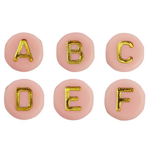 Acryl letterkralen mix Baby pink-gold