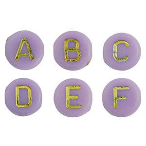 Acryl letterkralen mix Purple-gold