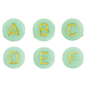 Acryl letterkralen mix Mint green-gold