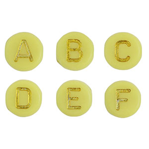 Acryl letterkralen mix Yellow-gold