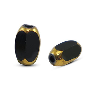Glaskralen ovaal facet Black-gold