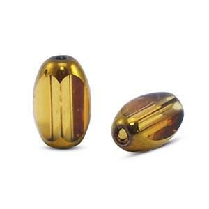 Glaskralen ovaal facet Yellow transparent-gold