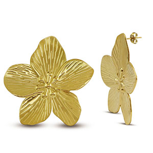 Oorbellen van Stainless steel Roestvrij staal (RVS) oorstekers flower Gold