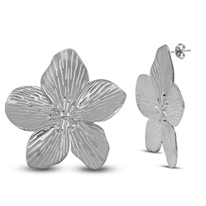 Oorbellen van Stainless steel Roestvrij staal (RVS) oorstekers flower Silver