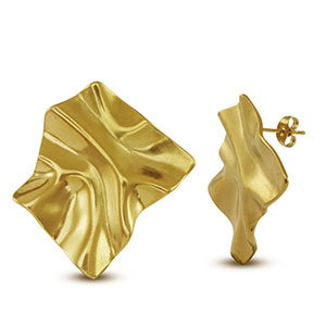 Oorbellen van Stainless steel Roestvrij staal (RVS) oorstekers square Gold