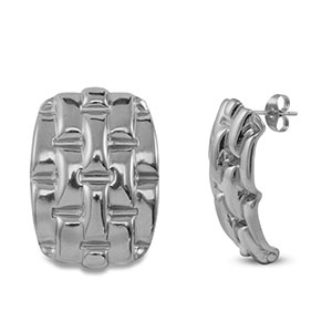 Oorbellen van Stainless steel Roestvrij staal (RVS) oorstekers rectangle Silver