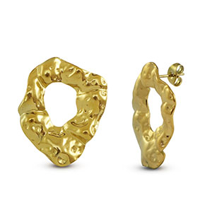 Oorbellen van Stainless steel Roestvrij staal (RVS) oorstekers round Gold