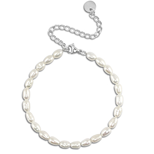 Armbanden van Stainless steel Roestvrij staal (RVS) pearls Silver