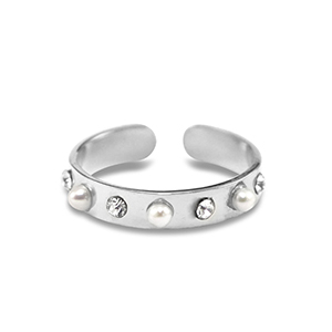 Ringen van Stainless steel Roestvrij staal (RVS) pearls Silver