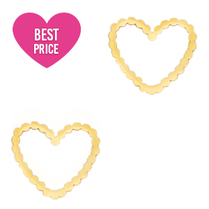 Bedels van Stainless steel Roestvrij staal (RVS) tussenstuk heart Goud